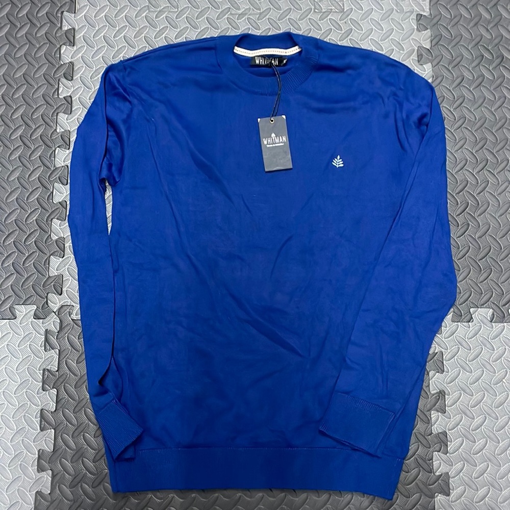 Mens Unique Whitman Crew Blue Sweater